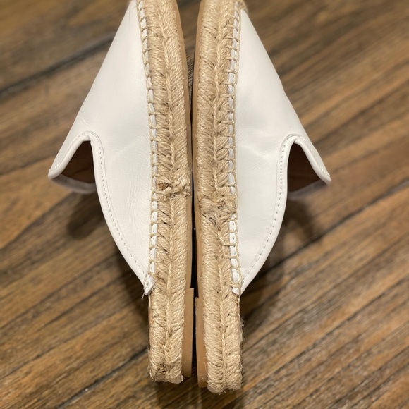 61. Sam Edelman Kerry Mule Espadrilles In White Leather Slides Slip On Size 6.5 - Picture 8 of 11